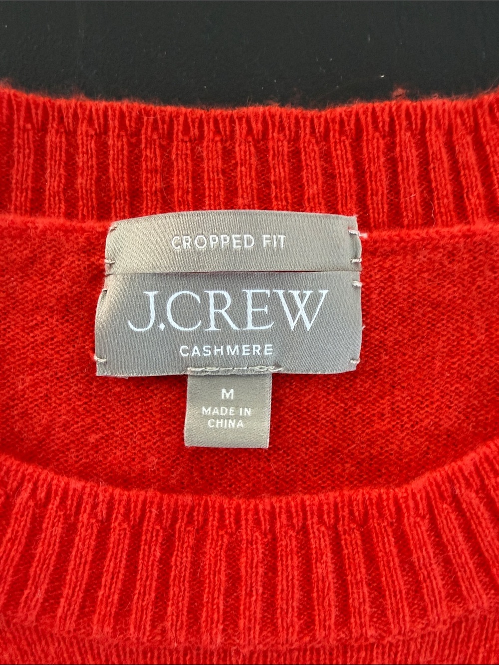 J. Crew Tomato Red Cashmere Crewneck Cropped Sweater - Picture 4 of 5